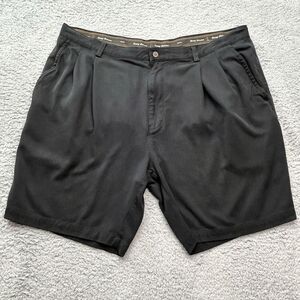 Tommy Bahama Relax Shorts Mens 42 100% Silk Pleated Black Chino Summer Casual
